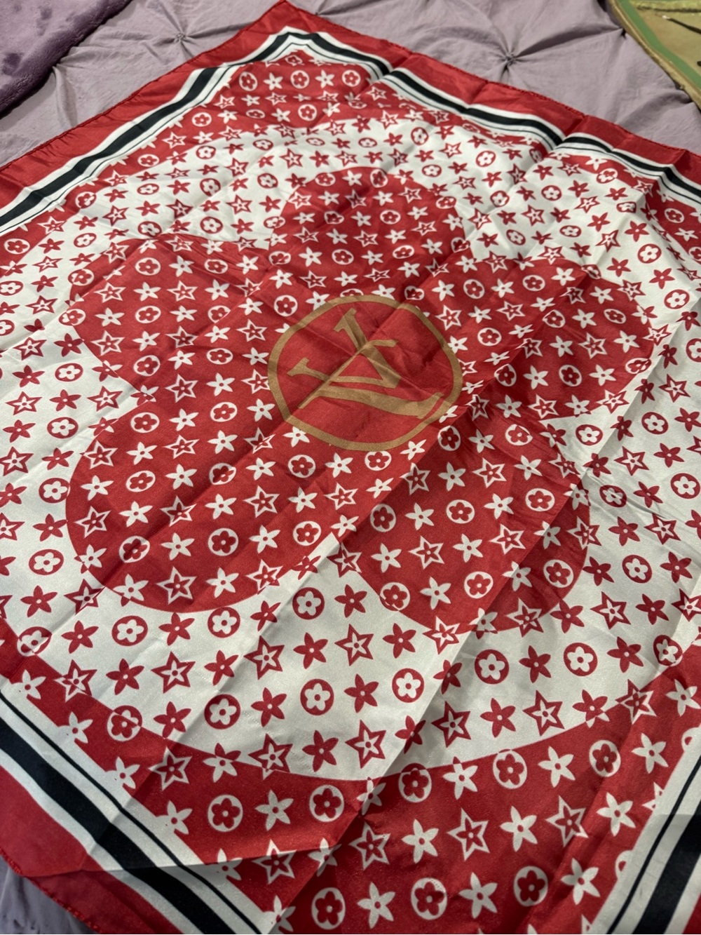 Louis Vuitton Red and White Monogram Holiday Throw